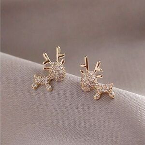 Gold tone Reindeer Stud Earrings